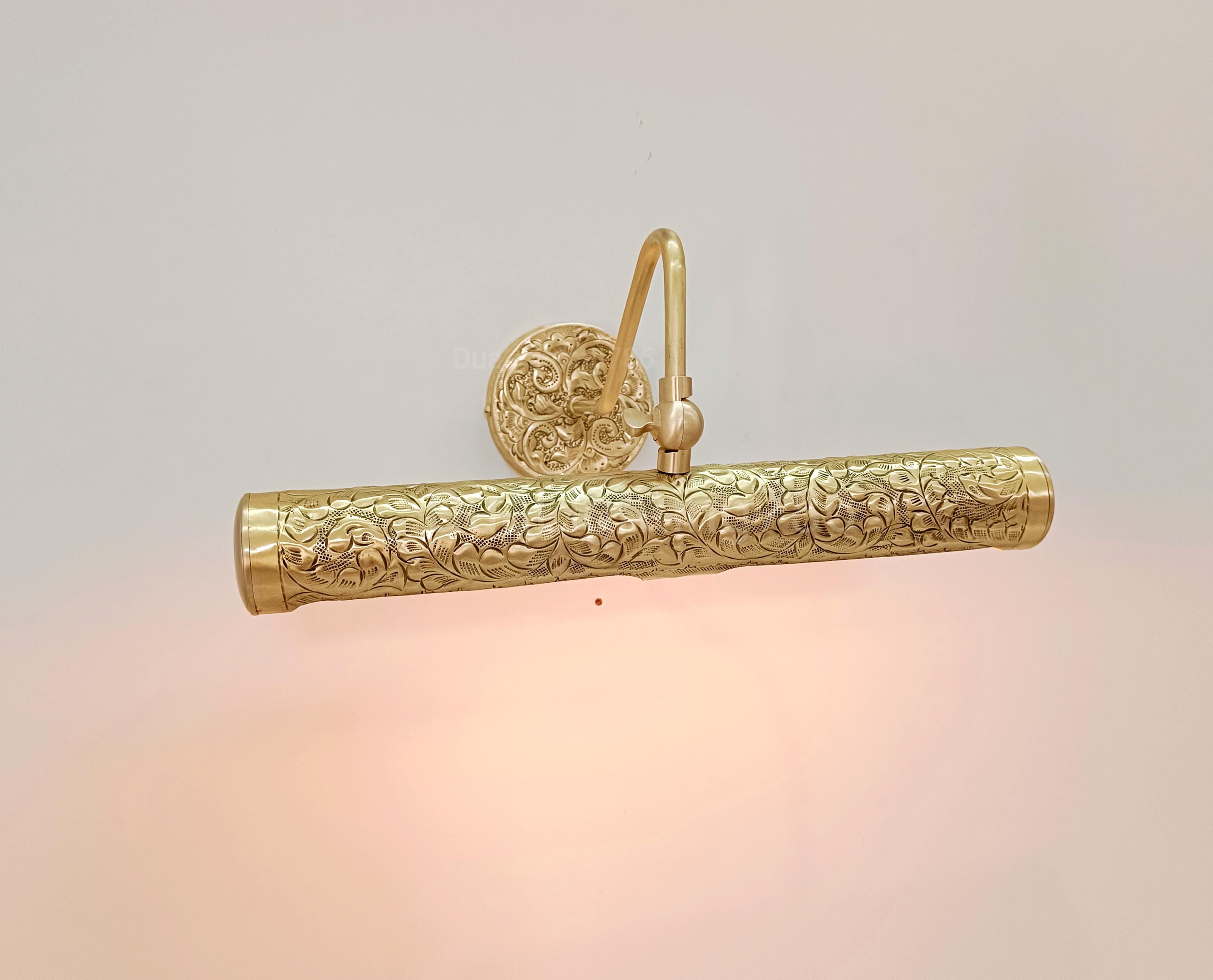Rectangular Embossed Light Embossed Brass Picture Light: Handmade Wall Decor Lighting - Etsy