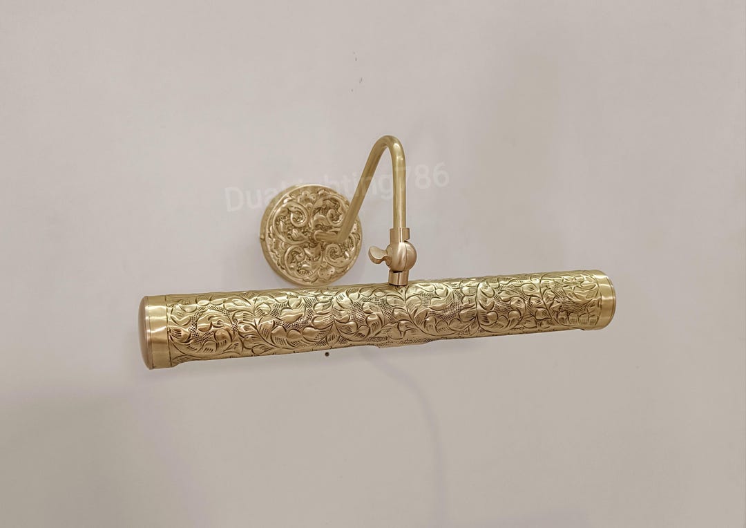 Embossed Brass Picture Light: Handmade Wall Decor Lighting - Etsy