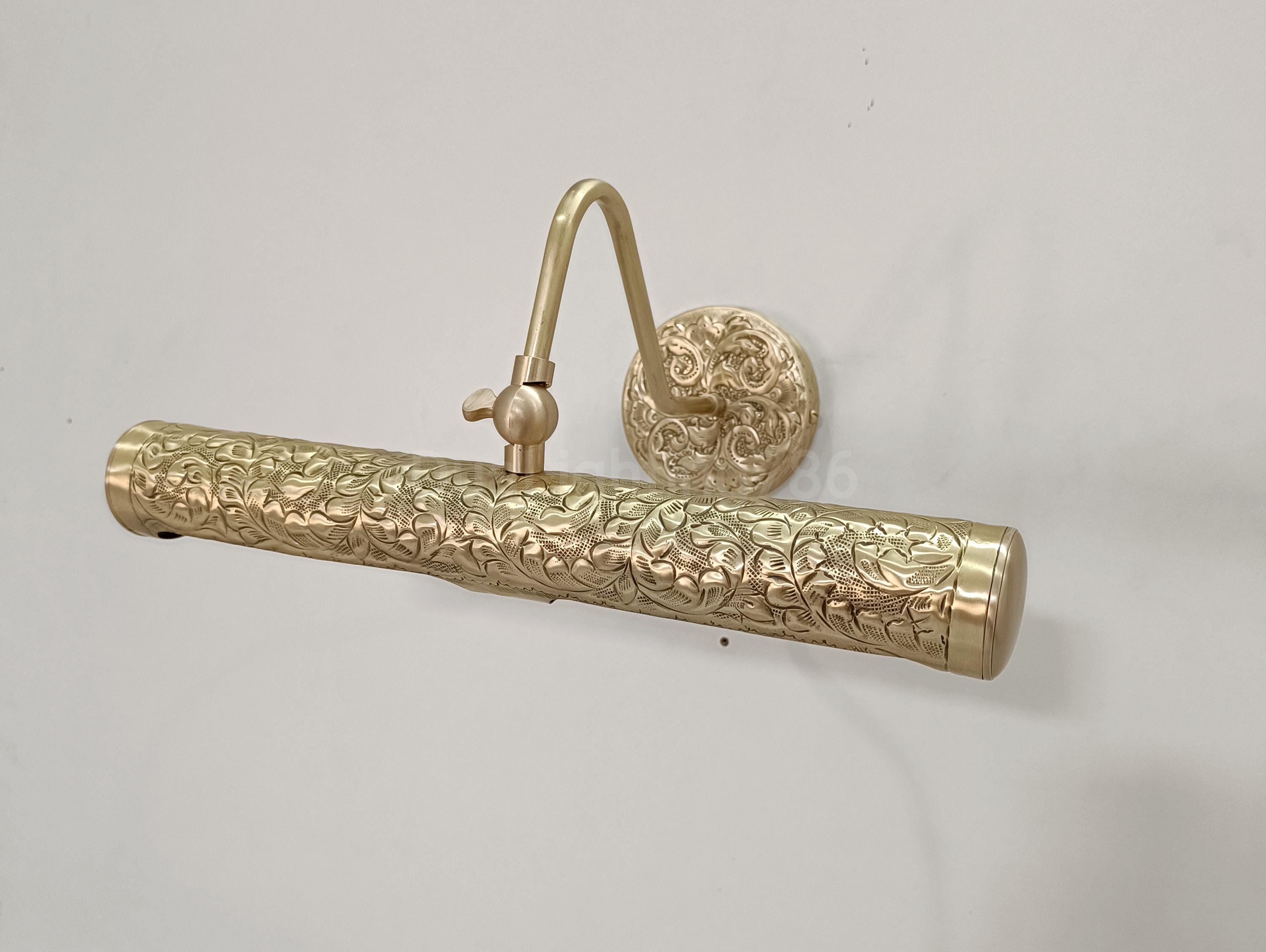 Embossed Brass Picture Light: Handmade Wall Decor Lighting - Etsy