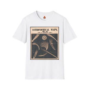 Camiseta unisex de estilo suave con mapas astronómicos, camiseta de astronomía de cometas, regalo para amantes del espacio, camiseta de astrófilo, camiseta con mapa celestial