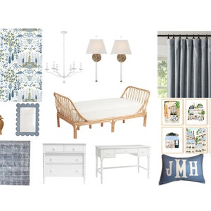 Grandmillennial  Interior Design|E-design|Girl Bedroom Design|Designer Bedroom| Blue Room Design| Nursery Decor| Interior Design