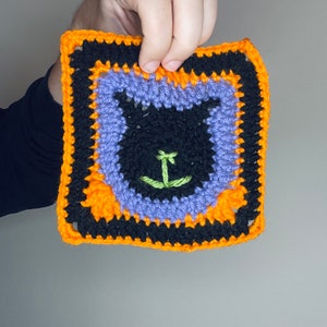 PATTERN Cat Granny Square Halloween Spooky Kitty Versatile Simple Easy for Beginners