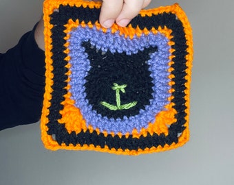 PATTERN Cat Granny Square Halloween Spooky Kitty Versatile Simple Easy for Beginners