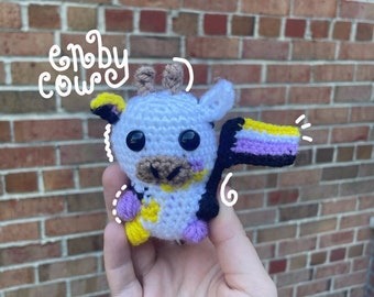 MADE to ORDER Nonbinary Pride Cow Stuffed Animal LGBTQ+ Cute Gift Gay Desk Pet
