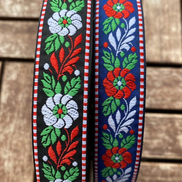 Traditional Czech - Slovak Folk ribbon 25mm wide,  with round flowers
