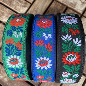 6 colors - Traditional Czech - Slovak Folk ribbon 35mm wide,  with flowers