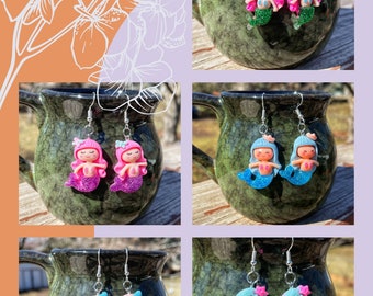 Cute Earrings, Mermaid Earrings, Girls Earrings, Mermaid Accessories, Dangle Earrings, Sea Creatures, Mermaids