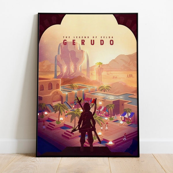 Posters de voyage The Legend of Zelda Gerudo - Impression d'art The Legend of Zelda - Poster Zelda - Art mural Nintendo