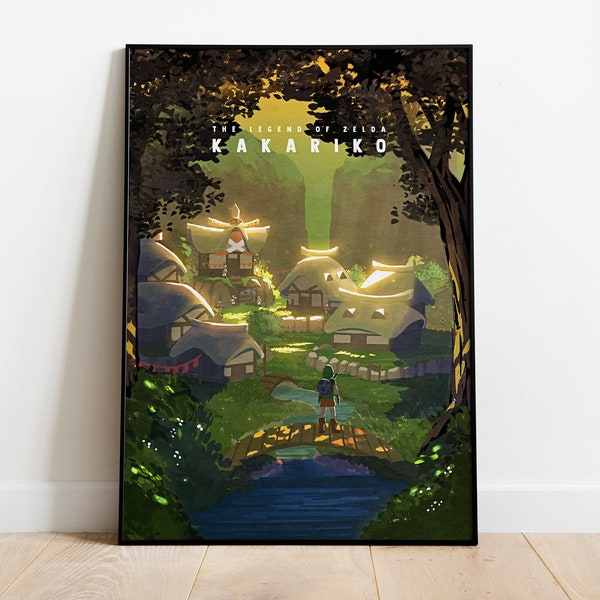 The Legend of Zelda Kakariko Travel Posters - The Legend of Zelda Art Print - Zelda Poster - Nintendo Wall Art - Kakariko Poster