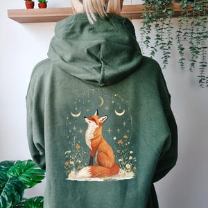 Fox Hoodie, Folklore Cottage Hoodie, Boho Magic Pullover, Nature Sweat, Star Hoodie, Wildflower Hoodie, Mystical Moon Hoodie, Fox Lover Gift