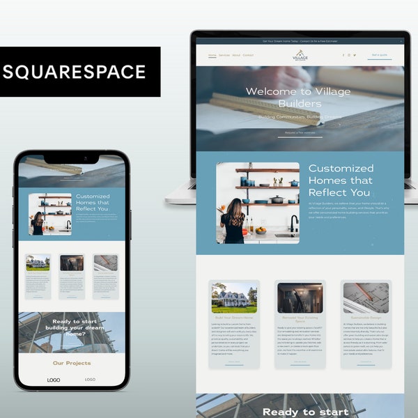 Website Template | Squarespace Website Template | Squarespace 7.1 Template | Web Design | Construction Website | Home Builder | Professional