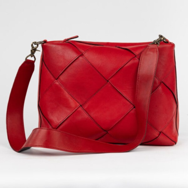 Red Shoulder Bag Etsy