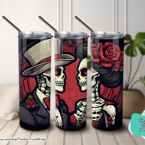 Skeleton Couple, Personalized Couple Wine Tumbler