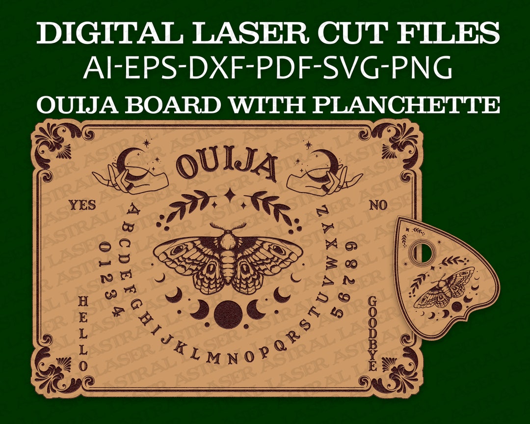 PLANCHE ET PLANCHETTE Ouija en bois avec symboles wiccans gravés sur
