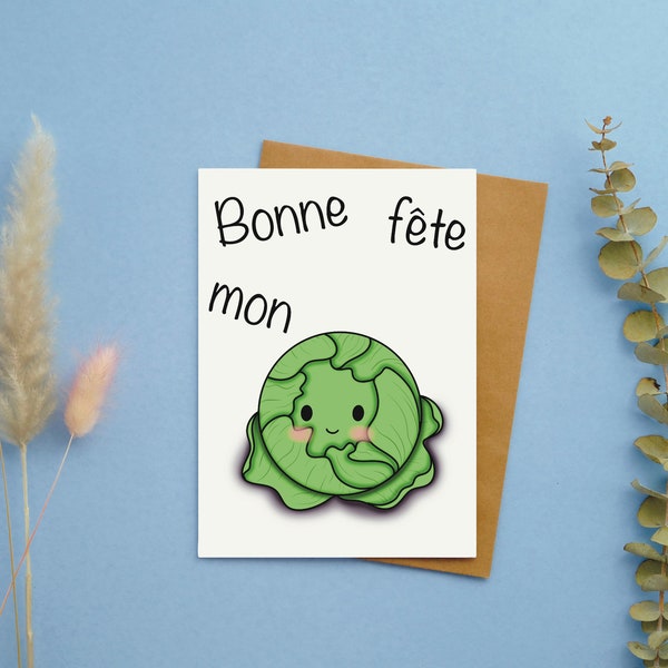 Bonne fête mon choux - Birthday greeting card | Eco-friendly greeting card | 100% recycled paper. Made in Quebec, Canada.