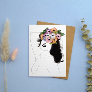 Miss Anemone - Carte de voeux minimaliste florale | Carte de voeux écologique | 100% papier recyclé. Fabriqué au Québec, Canada.