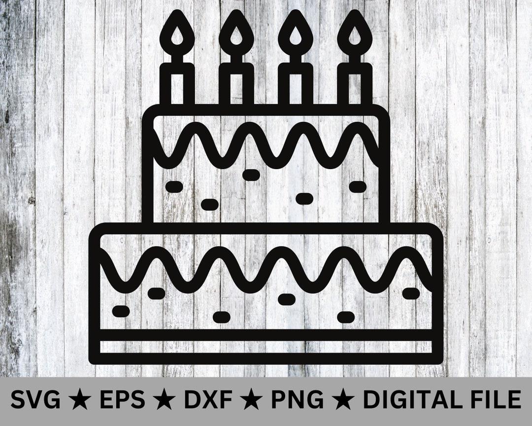 Birthday Cake SVG Clip Art Cut File Silhouette Dxf Eps Png Instant ...