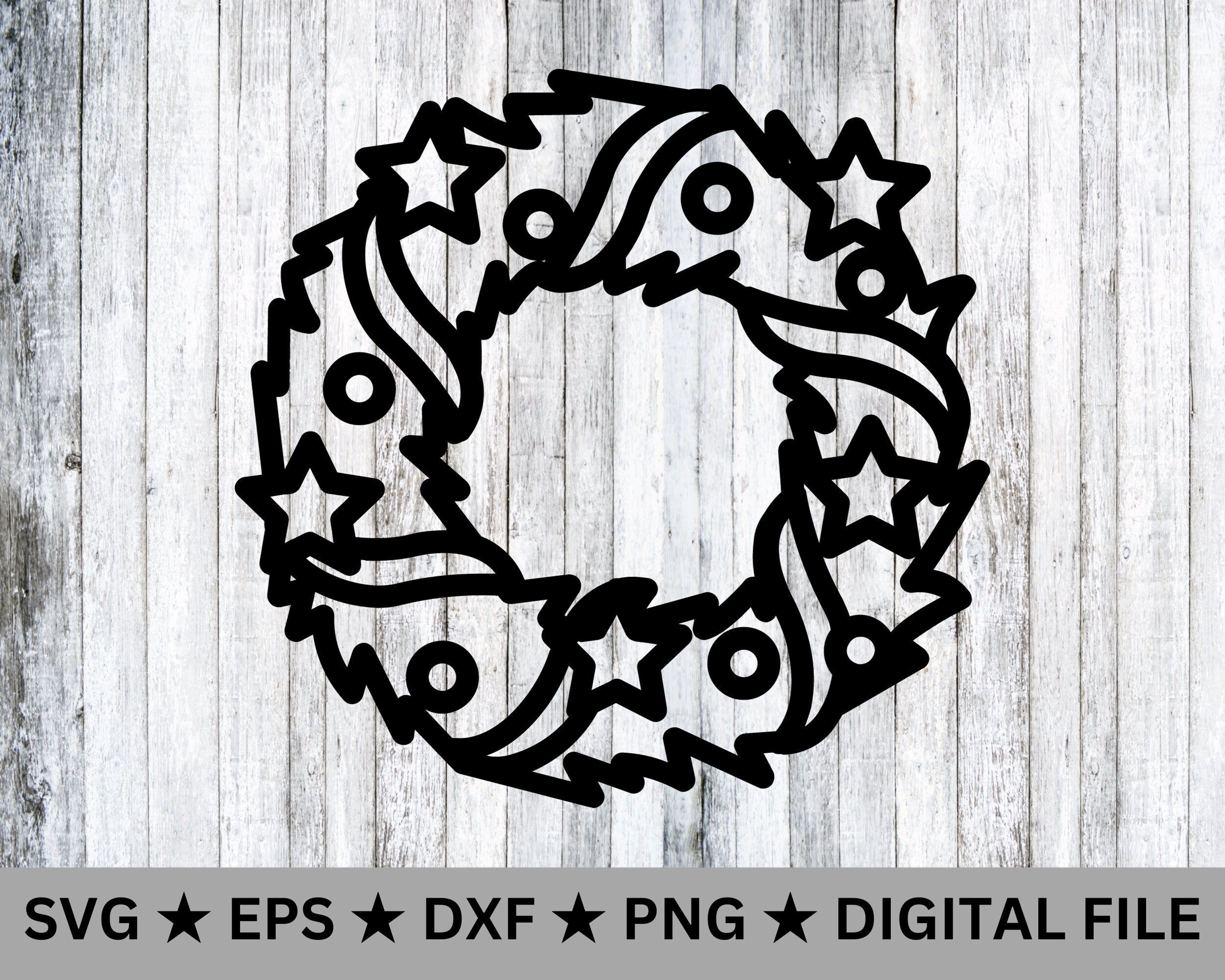 Christmas Wreath SVG • Clip Art Cut File Silhouette Dxf Eps Png ...