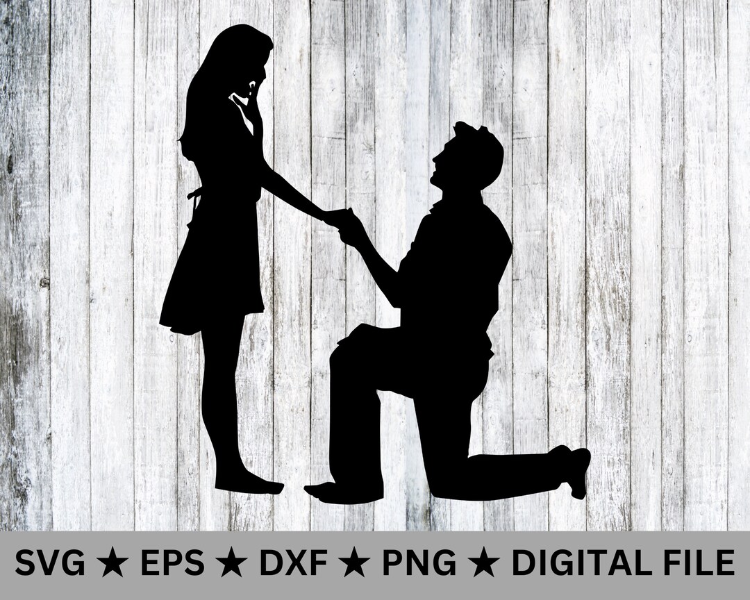 Wedding Proposal Silhouette SVG Clip Art Cut File Silhouette Dxf Eps