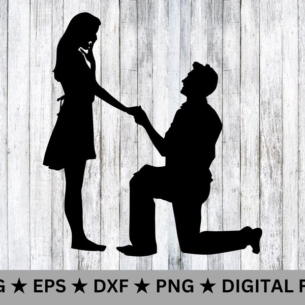 Wedding Proposal Silhouette SVG • Clip Art Cut File Silhouette dxf eps png • Instant Digital Download • Cricut Cut File Silhouette Studio