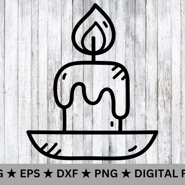 Lit Dinner Candle SVG • Clip Art Cut File Silhouette dxf eps png • Instant Digital Download • Cricut Cut File Silhouette Studio