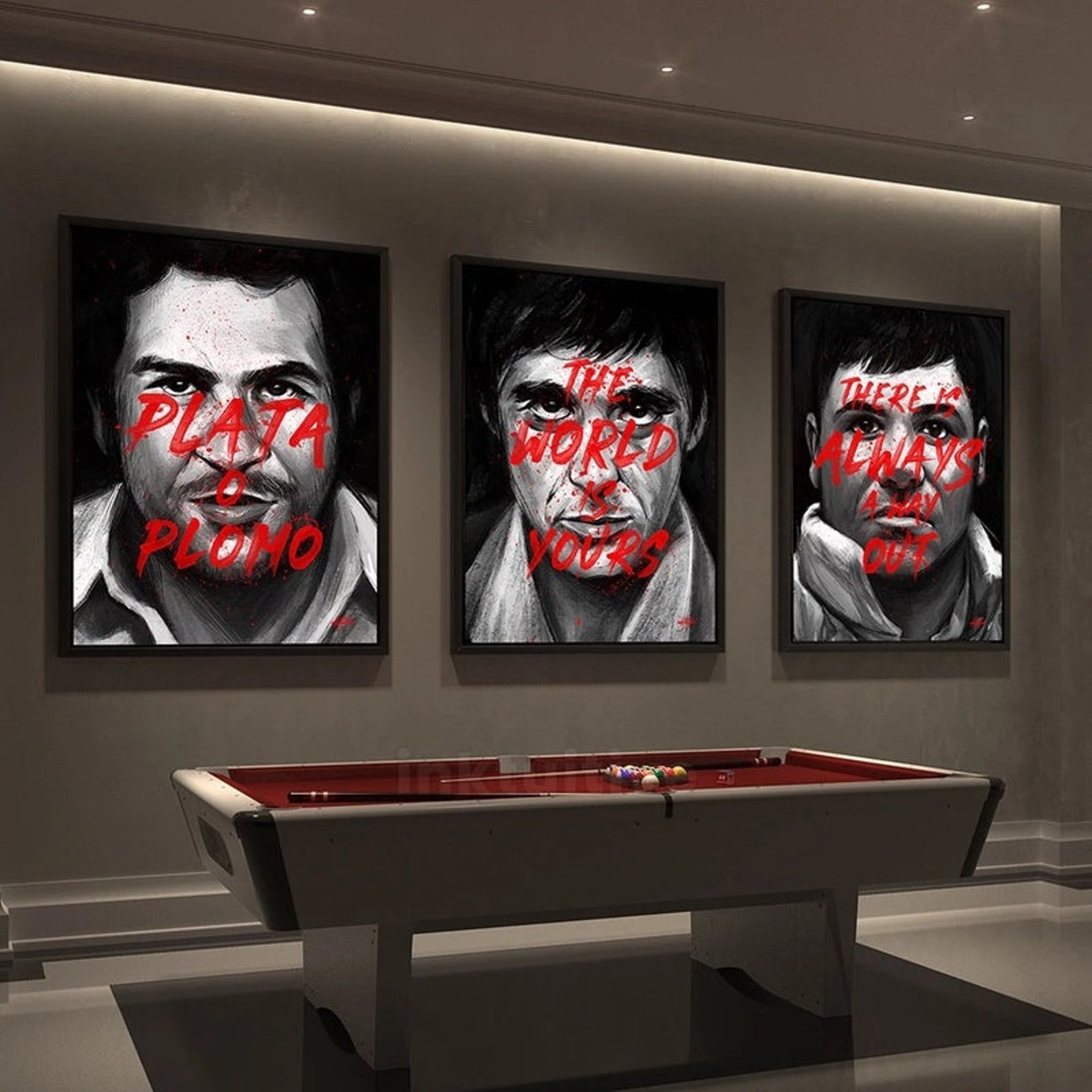 Tony Montana Pablo Escobar El Chapo Printing on Canvas Wall Etsy
