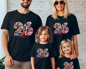 World Cup 2026 Soccer T-Shirt, 26 Flags Football Tee, Family Matching Shirt