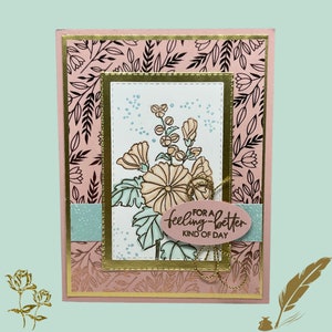 Carte d'encouragement faite main, carte de rétablissement, carte de voeux inspirante, carte florale, carte de soutien positif, carte de bien-être,