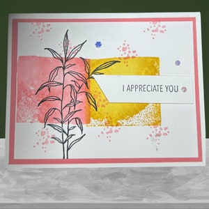 Je vous apprécie - Carte de voeux faite main avec motif feuille estampé