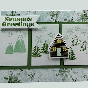 Charming Snowflake Holiday Card with Winter Scene and Warm Home Greeting