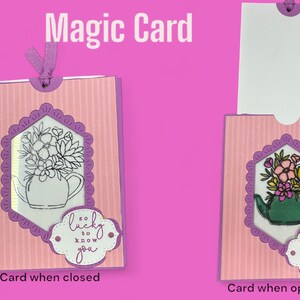 Révélation magique | Théière avec fleurs aux couleurs changeantes | La chance de vous connaître Carte de vœux