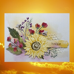 Dites bonjour avec une carte tournesol. Faites rayonner le soleil. Envoyez la carte de voeux et l'enveloppe assortie