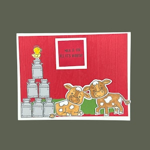 carte amusante de vache | Du lait pour tout ce que ça vaut | Jolie carte de voeux faite main avec des animaux de la ferme