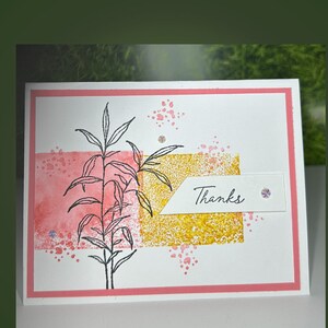 Carte de voeux faite main avec motif feuille estampé - Merci