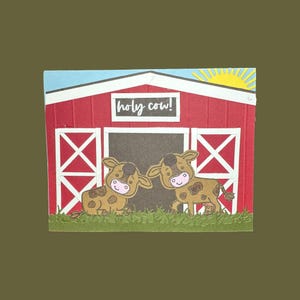mignonne de vaches brunes | de voeux de vache sacrée | Carte animaux de la ferme pour les amis et la famille