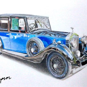 Custom-made car illustration from a photo, Personalised car drawing, Car portrait, Perfect birthday gift for car enthusiast, gifts for dad. image 4