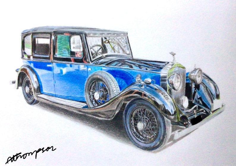 Custom-made car illustration from a photo, Personalised car drawing, Car portrait, Perfect birthday gift for car enthusiast, gifts for dad. image 4