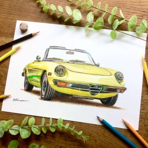 Custom-made car illustration from a photo, Personalised car drawing, Car portrait, Perfect birthday gift for car enthusiast, gifts for dad. image 1
