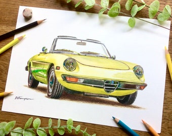 Custom-made car illustration from a photo, Personalised car drawing, Car portrait, Perfect birthday gift for car enthusiast, gifts for dad.