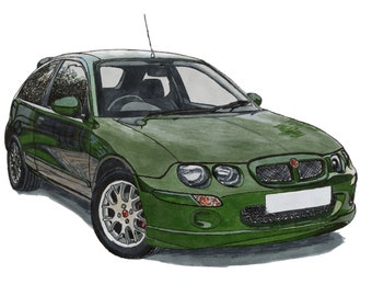 MG ZR car print, hand drawn car drawing. Perfect gift for any car lover! Gift for men, gift for men/women, home decor, car wall art.