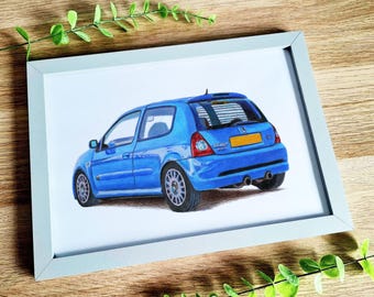 Renault Clio 182 Car Print - Car Lover Gift! Automotive Wall Art, Vehicle Illustration, Bedroom Poster, Office Decor