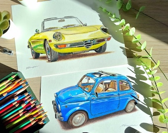 Custom Coloured Pencil Car Portrait - Realistic Hand-Drawn Vehicle Art