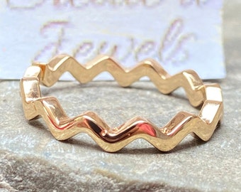 Zick-Zack-Ring-Band Geometrischer Ring Minimalistisch Zick-Zack-Band Zierlicher Moderner Ring Einzigartiger Goldring Schmuck High & Low-Welle