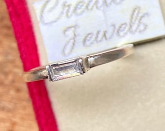 Dainty Simple Baguette Stacking Ring Gold Minimalist Ring Simple Diamond Ring Sterling Silver Ring Thin Ring Delicate Ring Gift for Her Mom