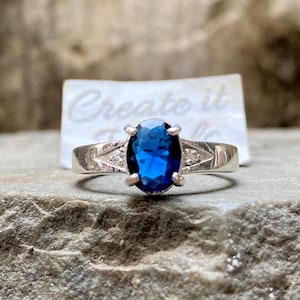 Old European CZ Stone Vintage Inspire Ring, Antique Edwardian Art Deco Ring, Engagement Proposal Ring, Sapphire Stone Victorian Ring
