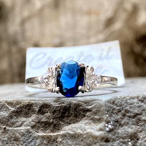 Old European CZ Stone Vintage Inspire Ring, Antique Edwardian Art Deco Ring, Engagement Proposal Ring, Sapphire Stone Victorian Ring