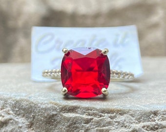 Bague rubis radieux en or bague rubis brut en or rubis naturel bague rubis véritable bague rubis carré argent cadeau d'anniversaire de bague nature