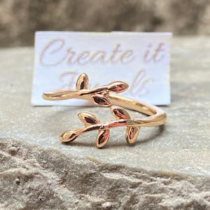 Elegant Leaf Ring 925 Sterling Silver Open Size Adjustable Minimalist Dainty Delicate Unique Gold Cuff Ring Friendship Jewelry Gift for Her