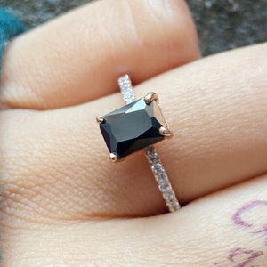 Art Deco Black Onyx Engagement Ring Black Onyx Promise Ring Anniversary Ring Gift for Daughter Anniversary Ring Bridal Ring Gift for Her Mom