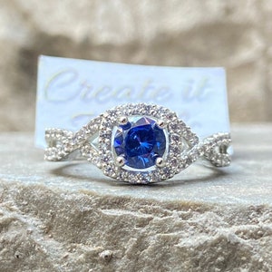 Royal Sapphire Ring Inspired by Princess Diana Blue Sapphire and Diamond Engagement Ring Dainty promise ring Anniversary Ring for her  woman